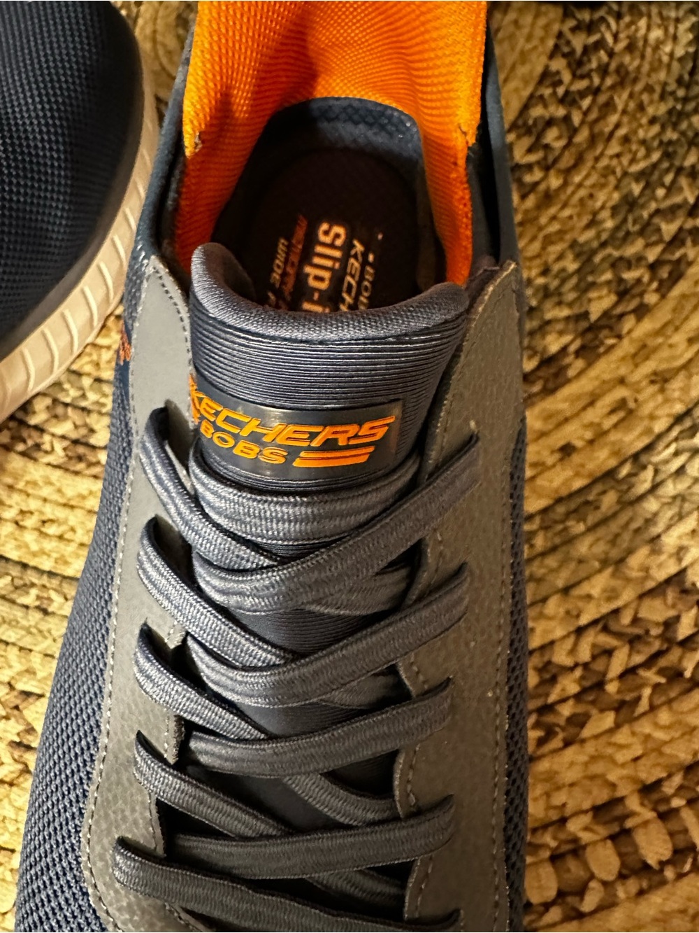 Skechers Men's Navy and Orange Slip-On Athletic Sneakers